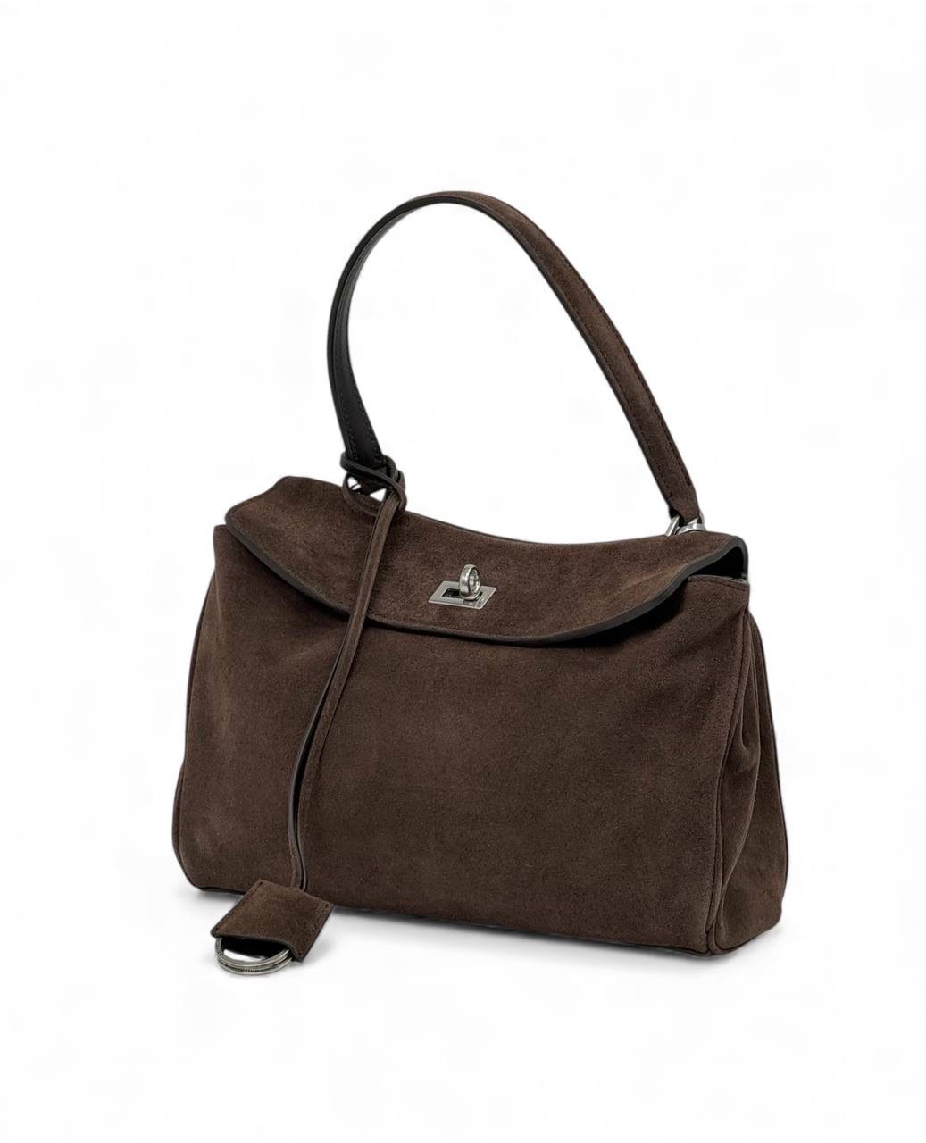 balenciaga-sumka-rodeo-small-zamsha-shokoladnaya-serebro.jpg BALENCIAGA сумка Rodeo small замша шоколадная серебро — изображение 1