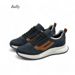 BALLY кроссовки синие с коричневым логотипом сбоку