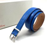 BRIONI ремень крокодил брючный синий