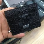 BRIONI визитница крокодил 4 визитки логотип серебро черная