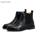 BRUNELLO челси из черной кожи на каблуке