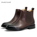 BRUNELLO челси из коричневой кожи на каблуке