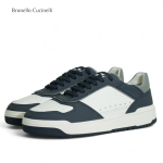 BRUNELLO кеды бело-синие кожа на бело-синей подошве