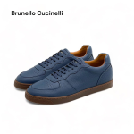 BRUNELLO кеды кожа голубые коричневая подошва