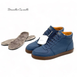 BRUNELLO кеды высокие кожа голубые коричневая подошва