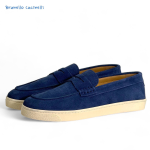 BRUNELLO лоферы замша синие белая подошва