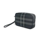 BURBERRY борсетка из серой канвы в клетку с внешним карманом