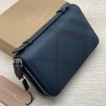 BURBERRY кошелек большой клетка с двумя молниями и с ручкой темно-синий