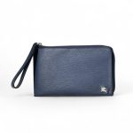 BURBERRY кошелек Taiga большой с ремешком логотип в углу синий