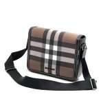 BURBERRY мессенджер с клапаном на магнитах из канвы в клетку коричневого цвета с кожаной отделкой по краю