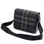 BURBERRY мессенджер с клапаном  на магнитах из канвы в клетку серого цвета с кожаной отделкой по краю