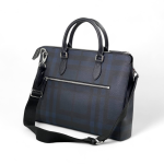 BURBERRY портфель канва синяя клетка мягкий на клепках по бокам