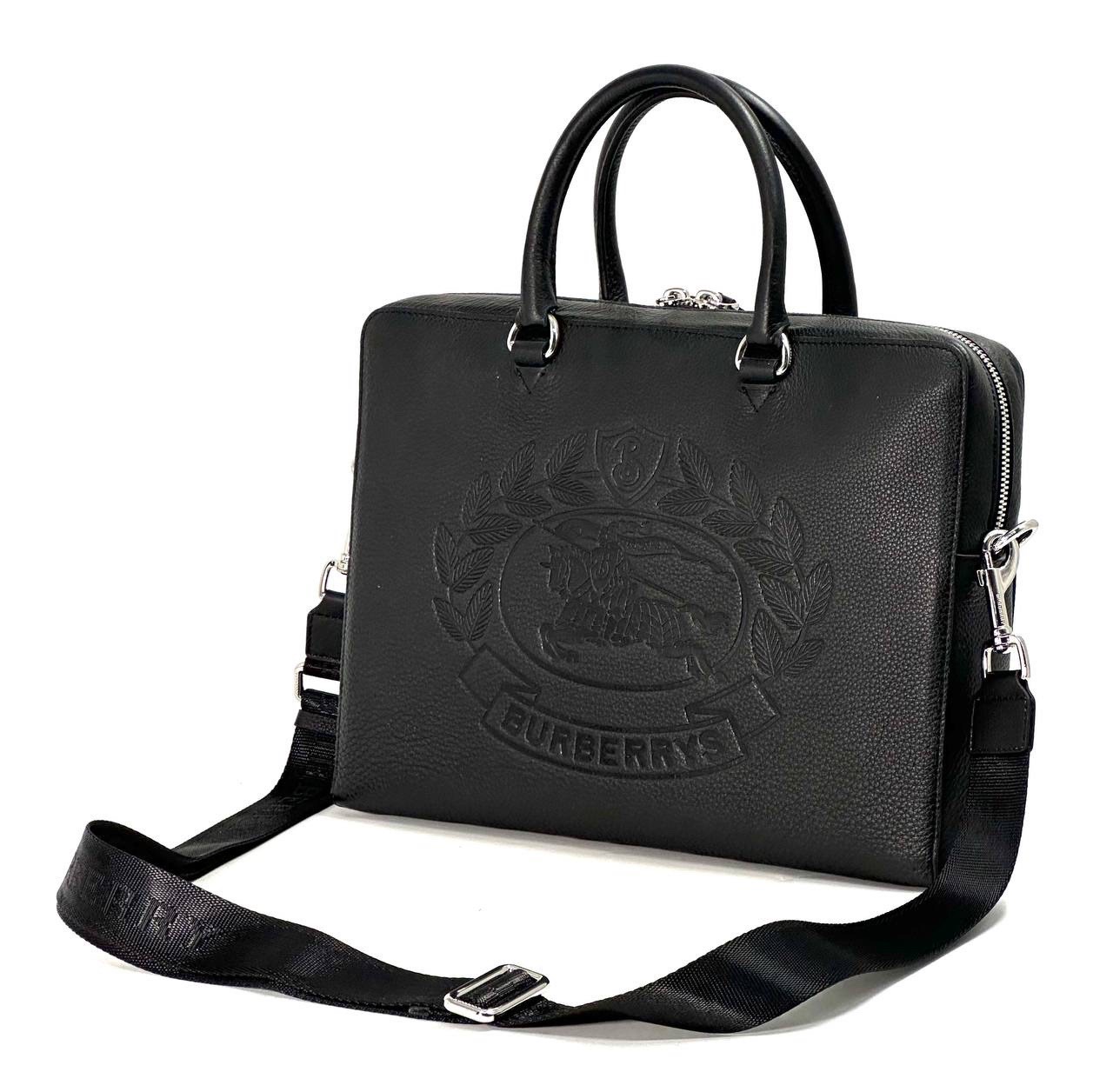 burberry-portfel-kozha-togo-tisnenyj-logotip-karman-szadi-chernyj.jpg BURBERRY портфель кожа того тисненый логотип карман сзади черный — изображение 1