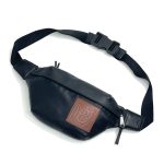 BURBERRY поясная сумка кожа Того черная с коричневым логотипом