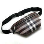 BURBERRY поясная сумка в клетку с кожаной отделкой коричневая