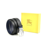 BURBERRY ремень из черно-синей кожи Эпсом двухсторонний классическая пряжка серебро