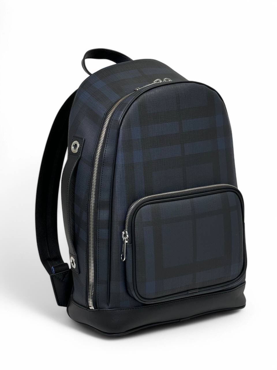 burberry-ryukzak-na-molnii-karman-speredi-kletka-sinij.jpg BURBERRY рюкзак на молнии карман спереди клетка синий — изображение 1