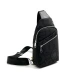 BURBERRY слинг текстильный в монограмму с круглым логотипом и косым наружным карманом