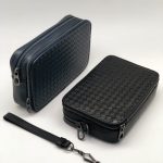 BV борсетка теленок 2 молнии с ремешком синяя