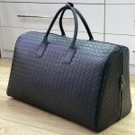 BV дорожная сумка крупное плетение теленок черная