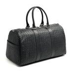 BV дорожная сумка крупное плетение теленок черная c боковыми карманами и дополнительным кошельком