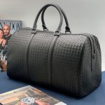 BV дорожная сумка теленок плетеная 2 полосы черная