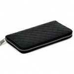 BV кошелек маленький черный в крупном плетении