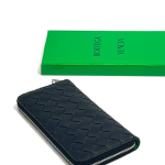 BV кошелек маленький черный зеленый внутри в крупном плетении