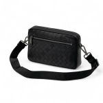 BV мессенджер - борсетка теленок широкое плетение карман на молнии черный