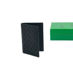 BV обложка на паспорт 5 визиток черная из теленка в крупном плетении