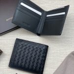 BV портмоне черное теленок с двойной строчкой по краю