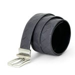 BV ремень брючный широкое плетение двухсторонний черно-серый пряжка серебро