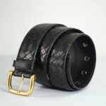 BV ремень черный овальная пряжка золото