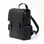 BV рюкзак теленок широкое плетение + гладкая кожа черный с клапаном