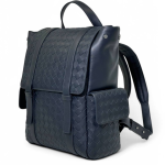 BV рюкзак теленок широкое плетение и гладкая кожа синий с клапаном