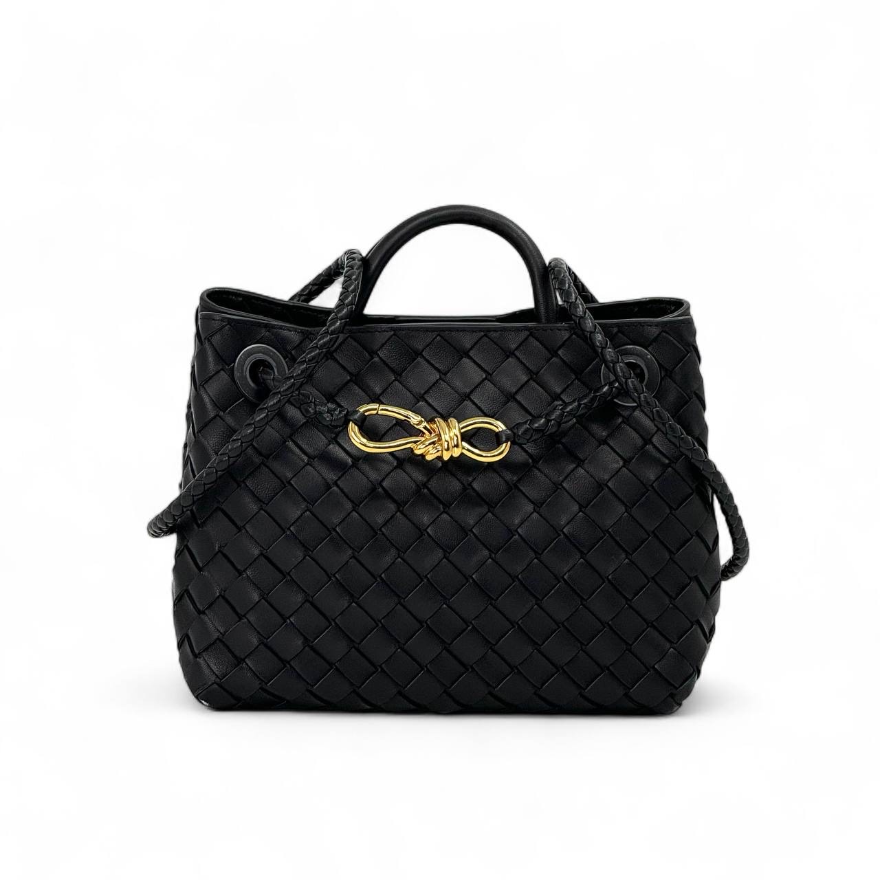 bv-sumka-andiamo-pletenaya-krupnaya-kletka-kozha-chernaya-malenkaya.jpg BV сумка Andiamo плетеная крупная клетка кожа черная маленькая — изображение 1