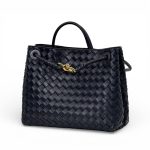 BV сумка Andiamo плетеная крупная клетка кожа темно-синяя большая