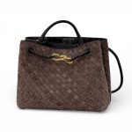 BV сумка Andiamo плетеная крупная клетка замша коричневая большая