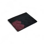 BV визитница 6 визиток черная с красным вплетением ягненок крупное плетение
