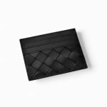 BV визитница 6 визиток черная ягненок крупное плетение