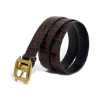 Cartier ремень коричневая кожа тисненная под крок квадратная пряжка золото