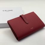 CELINE кошелек зернистая кожа хлястик на кнопке бордовый большой