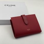 CELINE кошелек зернистая кожа хлястик на кнопке бордовый маленький