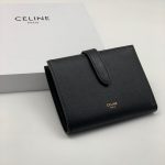 CELINE кошелек зернистая кожа хлястик на кнопке черный маленький