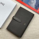 CELINE кошелек зернистая кожа хлястик на кнопке серый