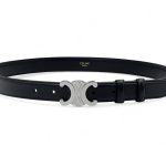 CELINE ремень 25 мм гладкая кожа черный пряжка серебро