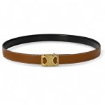 CELINE ремень двухсторонний гладкая кожа черно-коричневый пряжка золото