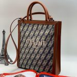 CELINE сумка текстиль кожаный ободок синяя принт цепь