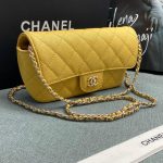 CHANEL классическая мини-сумка конверт из желтой кожи Caviar фурнитура золото
