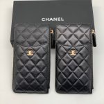 CHANEL кошелек на молнии кожа Caviar карман спереди в клетку черный логотип золото